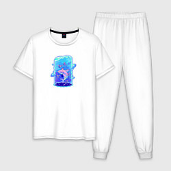 Пижама хлопковая мужская Замкнутое пространство Акула, цвет: белый