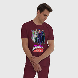 Пижама хлопковая мужская Jojos Bizarre Adventure Аниме, цвет: меланж-бордовый — фото 2