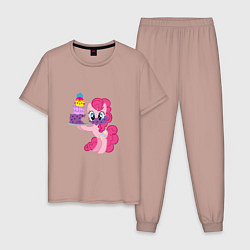 Пижама хлопковая мужская My Little Pony Pinkie Pie цвета пыльно-розовый — фото 1