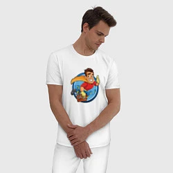 Пижама хлопковая мужская Супер Строитель, цвет: белый — фото 2