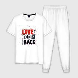 Пижама хлопковая мужская Love back, цвет: белый