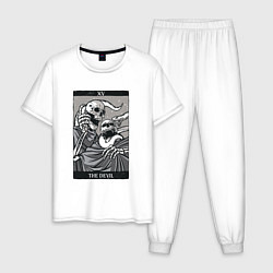 Пижама хлопковая мужская Дьявол - Карта Таро, цвет: белый