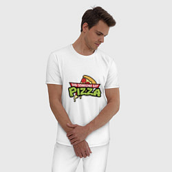 Пижама хлопковая мужская Say Pizza, цвет: белый — фото 2