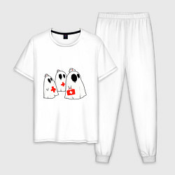 Пижама хлопковая мужская Ghost Nurses, цвет: белый