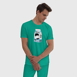 Пижама хлопковая мужская MOB LOVES MILK МОБ ПСИХО 100, цвет: зеленый — фото 2