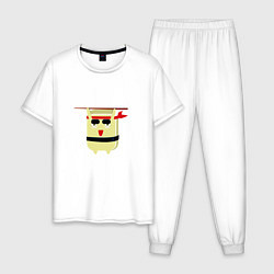 Пижама хлопковая мужская Гункан, цвет: белый
