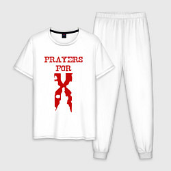 Пижама хлопковая мужская Prayers For X, цвет: белый