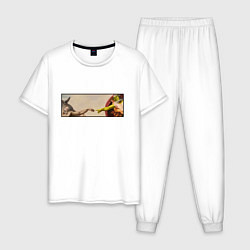 Пижама хлопковая мужская Шрек: Сотворение ослика, цвет: белый