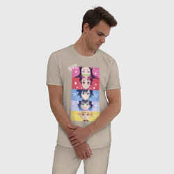 Пижама хлопковая мужская Клинок, рассекающий демонов ГЕРОИ, цвет: миндальный — фото 2