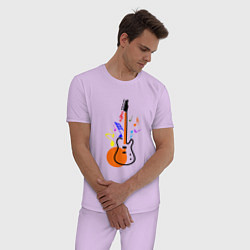 Пижама хлопковая мужская Цветная гитара, цвет: лаванда — фото 2