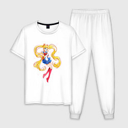 Пижама хлопковая мужская Sailor Moon Kawaii, цвет: белый