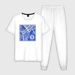 Пижама хлопковая мужская FC Chelsea Stamford Bridge, цвет: белый