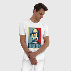 Пижама хлопковая мужская Bender, цвет: белый — фото 2