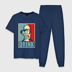 Пижама хлопковая мужская Bender, цвет: тёмно-синий
