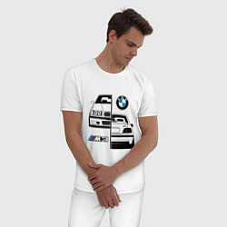 Пижама хлопковая мужская BMW M3 E 36 БМВ М3 E 36, цвет: белый — фото 2