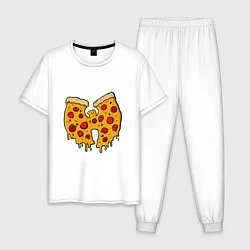Пижама хлопковая мужская Wu-Tang Pizza, цвет: белый