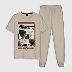 Пижама хлопковая мужская Ход королевы, цвет: миндальный