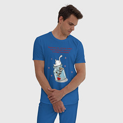 Пижама хлопковая мужская КОТИК В БАНКЕ ЦИТАТА Z, цвет: синий — фото 2