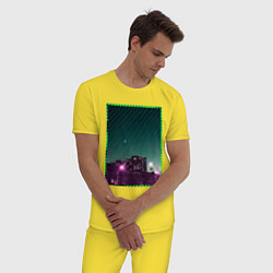 Пижама хлопковая мужская Ночной город, цвет: желтый — фото 2