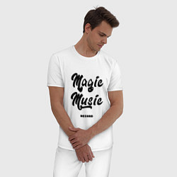 Пижама хлопковая мужская Magic Music Record Black on White, цвет: белый — фото 2