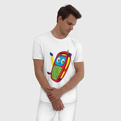 Пижама хлопковая мужская Телефон, цвет: белый — фото 2