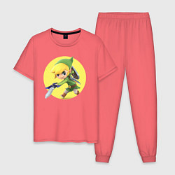 Пижама хлопковая мужская Линк, цвет: коралловый