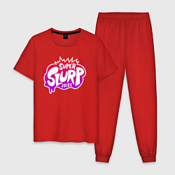 Пижама хлопковая мужская Слюрповый напиток, цвет: красный