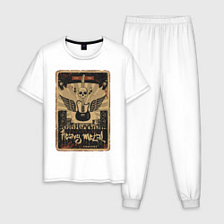 Пижама хлопковая мужская Rock festival - Heavy metal 01, цвет: белый