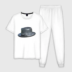 Пижама хлопковая мужская Шляпа, цвет: белый