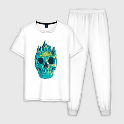 Пижама хлопковая мужская Скала Черепа Skull Mountain, цвет: белый