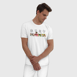 Пижама хлопковая мужская Хоримия, цвет: белый — фото 2
