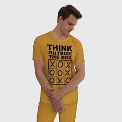 Пижама хлопковая мужская THINK OUTSIDE THE BOX, цвет: горчичный — фото 2