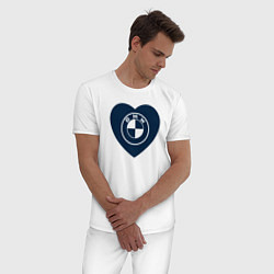 Пижама хлопковая мужская БМВ - Сердечко, цвет: белый — фото 2