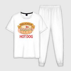 Пижама хлопковая мужская Delicious Hot Dog, цвет: белый