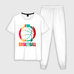 Пижама хлопковая мужская Color Basketball, цвет: белый