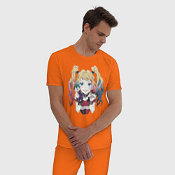 Пижама хлопковая мужская Харли Квинн и ее игрушки, цвет: оранжевый — фото 2