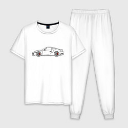 Пижама хлопковая мужская Porsche 911 Tubro S, цвет: белый