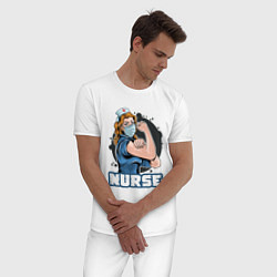 Пижама хлопковая мужская Медсестра, цвет: белый — фото 2