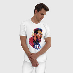 Пижама хлопковая мужская Lionel Messi Barcelona Argentina Football, цвет: белый — фото 2
