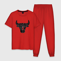 Пижама хлопковая мужская Bulls - Jordan, цвет: красный