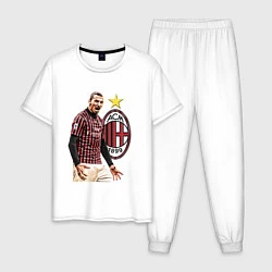 Пижама хлопковая мужская Zlatan Ibrahimovic Milan Italy, цвет: белый