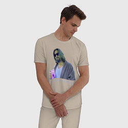 Пижама хлопковая мужская Большой Лебовски Чувак, цвет: миндальный — фото 2