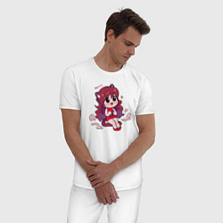 Пижама хлопковая мужская Girlfriend FNF kitty, цвет: белый — фото 2