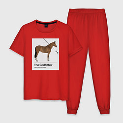 Пижама хлопковая мужская Голова лошади Крестный отец, цвет: красный
