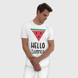 Пижама хлопковая мужская HELLO SUMMER, цвет: белый — фото 2