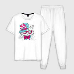 Пижама хлопковая мужская Cool Cat, цвет: белый