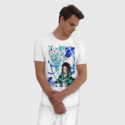 Пижама хлопковая мужская Клинок, рассекающий демонов, цвет: белый — фото 2