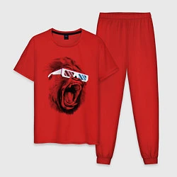 Пижама хлопковая мужская Дикая горилла, цвет: красный