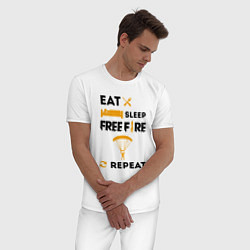 Пижама хлопковая мужская Eat Sleep Replay Free Fire, цвет: белый — фото 2