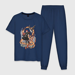 Пижама хлопковая мужская Дилюк в деле, цвет: тёмно-синий